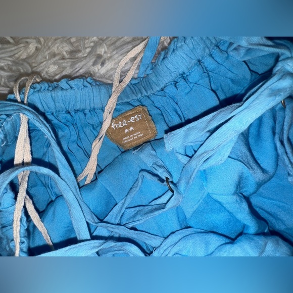 NEW FREE PEOPLE Taking Sides Tiered Cotton Maxi splash Blue Dress sz M - Picture 3 of 6